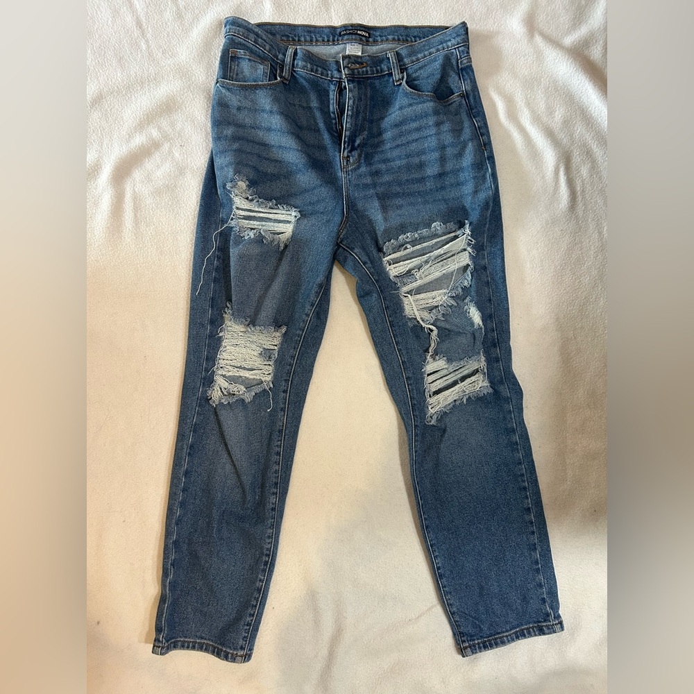 Distressed Blue Jeans